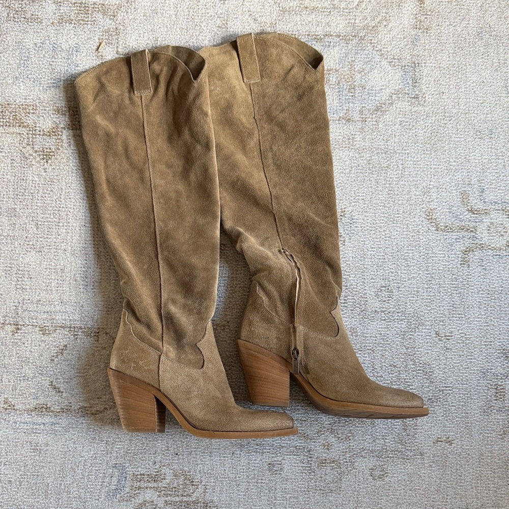 Sundance Tan Suede Heeled Boots